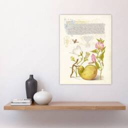 "Artery8 Beetle Flowers & Gourd Calligraphy Wall Art Poster Print - Size: W12"" x H16""" - thumbnail 4