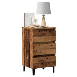 Berkfield Home Bed Cabinet with Metal Legs Old Wood 40x35x69 cm in Brown - Size: 40 x 35 x 69 cm - thumbnail 1