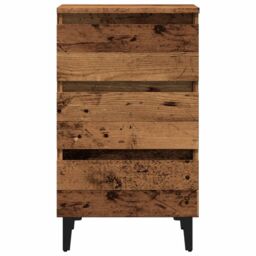 Berkfield Home Bed Cabinet with Metal Legs Old Wood 40x35x69 cm in Brown - Size: 40 x 35 x 69 cm - thumbnail 4