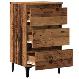 Berkfield Home Bed Cabinet with Metal Legs Old Wood 40x35x69 cm in Brown - Size: 40 x 35 x 69 cm - thumbnail 5