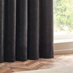 Yard Heavy Chenille Blackout Eyelet Curtain Pair in Charcoal - Size: 168 cm width x 183 cm drop - thumbnail 4