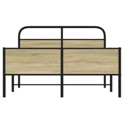 Berkfield Home Bed Frame without Mattress 140x190 cm Sonoma Oak Engineered Wood in Brown - thumbnail 5