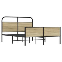 Berkfield Home Bed Frame without Mattress 140x190 cm Sonoma Oak Engineered Wood in Brown - thumbnail 3
