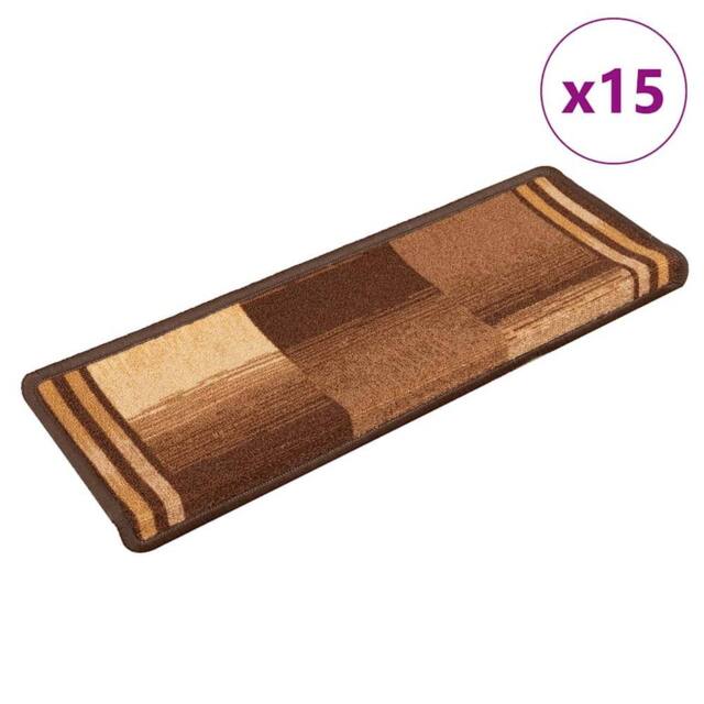Berkfield Home Stair Mats Self-adhesive 15 pcs 65x21x4 cm Brown - Size: Medium - image 1