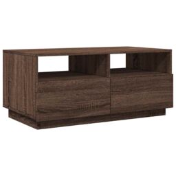 Berkfield Home Coffee Table with LED Lights Brown Oak 90x49x40 cm - Size: 90 x 49 x 40 cm - thumbnail 3