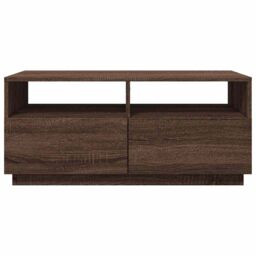 Berkfield Home Coffee Table with LED Lights Brown Oak 90x49x40 cm - Size: 90 x 49 x 40 cm - thumbnail 6