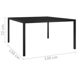 Berkfield Home Garden Table 130x130x72 cm Black Steel & Glass - Size: 130 x 130 x 72 cm - thumbnail 6