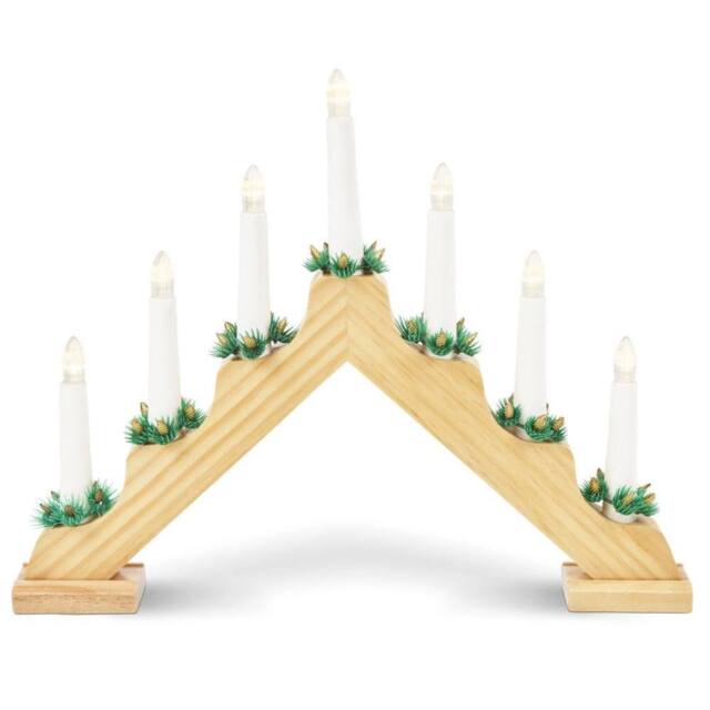 Kelvenix Wooden Pine Candle Bridge with 7 Warm White Lights - image 1