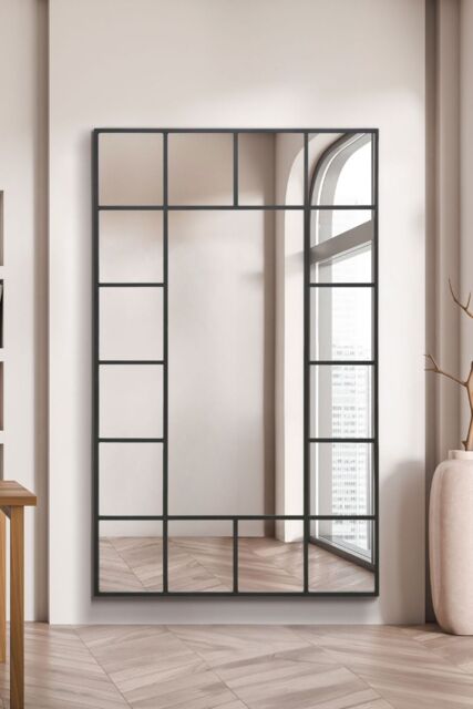 "MirrorOutlet Black Modern Wall & Leaner Mirror 71"" X 43"" (180 x 110CM) - Size: 1 Pack" - image 1