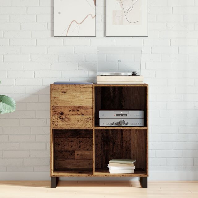 Berkfield Home Record Cabinet Artisan Oak 84, 5x38x89 cm Engineered Wood in Brown - Size: 5 x 38 x 89 cm - image 1