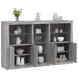 Berkfield Home Sideboard with LED Lights Grey Sonoma 162x37x100 cm - Size: 162 x 37 x 100 cm - thumbnail 2