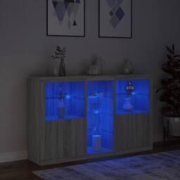 Berkfield Home Sideboard with LED Lights Grey Sonoma 162x37x100 cm - Size: 162 x 37 x 100 cm - thumbnail 5