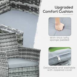 OUTSUNNY 7pc Rattan Garden Furniture Dining Set Wicker Patio Conservatory in Grey - thumbnail 5