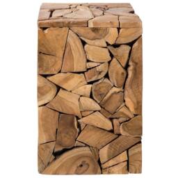 Wyld and Coco Handcrafted Side Table 30x30cm Rustic Light Brown Teak Wood - Size: 30x30 cm - thumbnail 3