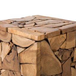 Wyld and Coco Handcrafted Side Table 30x30cm Rustic Light Brown Teak Wood - Size: 30x30 cm - thumbnail 6