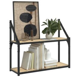 Berkfield Home 2-Tier Wall Shelf Sonoma Oak 60x21x51 cm Engineered Wood in Brown - Size: 60 x 21 x 51 cm - thumbnail 3