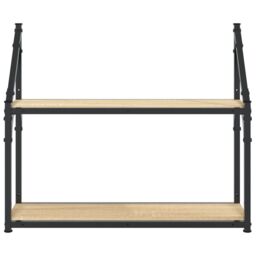 Berkfield Home 2-Tier Wall Shelf Sonoma Oak 60x21x51 cm Engineered Wood in Brown - Size: 60 x 21 x 51 cm - thumbnail 4