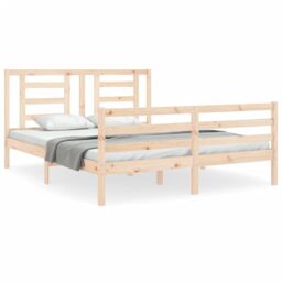 Berkfield Home Bed Frame with Headboard 160x200 cm Solid Wood in Brown - thumbnail 2