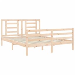 Berkfield Home Bed Frame with Headboard 160x200 cm Solid Wood in Brown - thumbnail 5