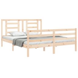 Berkfield Home Bed Frame with Headboard 160x200 cm Solid Wood in Brown - thumbnail 4