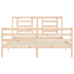 Berkfield Home Bed Frame with Headboard 160x200 cm Solid Wood in Brown - thumbnail 6