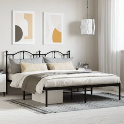 Berkfield Home Metal Bed Frame with Headboard Black 183x213 cm - thumbnail 1