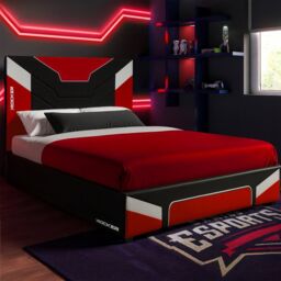 X Rocker Cerberus Gaming Bed for Kids & Teens with Foam Mattress in Red - Size: Double