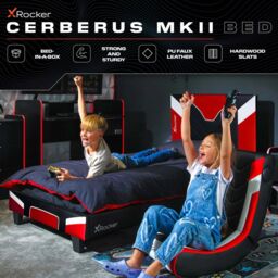 X Rocker Cerberus Gaming Bed for Kids & Teens with Foam Mattress in Red - Size: Double - thumbnail 2