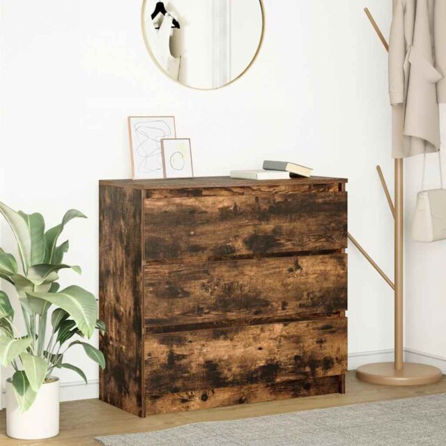 Berkfield Home Sideboard Smoked Oak 80x35x76 cm Engineered Wood in Brown - Size: 80 x 35 x 76 cm - image 1