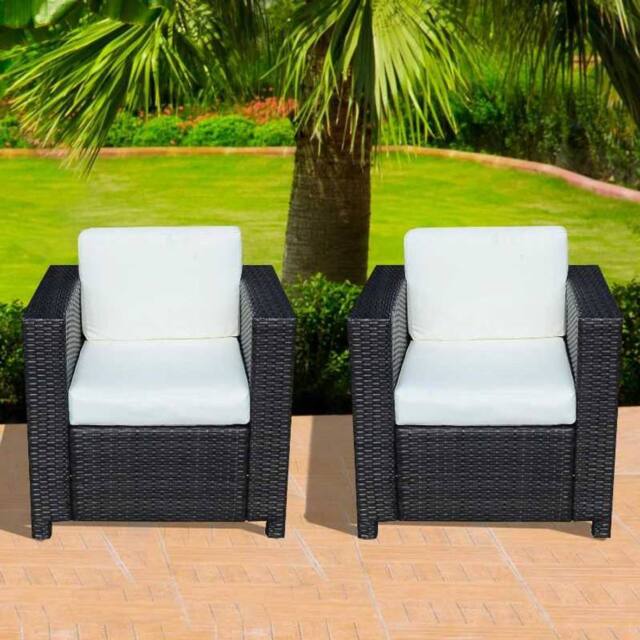 STILVORA Black Rattan Armchair with Cushions - image 1