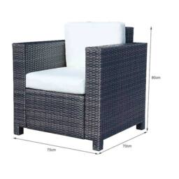 STILVORA Black Rattan Armchair with Cushions - thumbnail 3