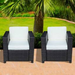 STILVORA Black Rattan Armchair with Cushions - thumbnail 1