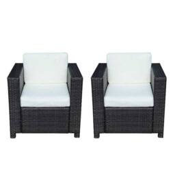 STILVORA Black Rattan Armchair with Cushions - thumbnail 4