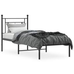 Berkfield Home Metal Bed Frame without Mattress with Headboard Black 80x200cm - Size: 80x200 cm - thumbnail 3