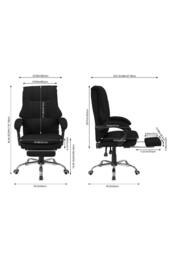 Living and Home Height-Adjustable Ergonomic Office Chair with Plush Seat, 135° Tilt & Footrest in Black - thumbnail 7