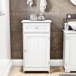 HD Designs Modern 1 Door 1 Drawer Freestanding Cabinet Bathroom Storage in White - thumbnail 4