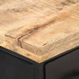 Berkfield Home TV Cabinet 90x30x41 cm Rough Mango Wood in Black - Size: 90 x 30 x 41 cm - thumbnail 5