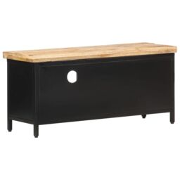 Berkfield Home TV Cabinet 90x30x41 cm Rough Mango Wood in Black - Size: 90 x 30 x 41 cm - thumbnail 4