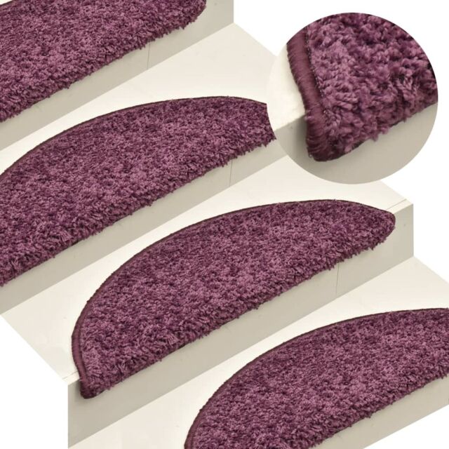Berkfield Home Carpet Stair Treads 15 pcs Dark Purple 56x17x3 cm - Size: Medium - image 1