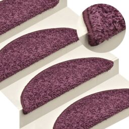 Berkfield Home Carpet Stair Treads 15 pcs Dark Purple 56x17x3 cm - Size: Medium - thumbnail 1