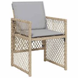 Berkfield Home Modern 5 Piece Garden Dining Set with Cushions Beige Poly Rattan - thumbnail 6