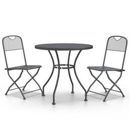 Berkfield Home 3 Piece Garden Dining Set Expanded Metal Mesh Anthracite in Black - thumbnail 2