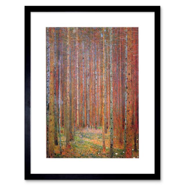 "Wee Blue Coo Klimt Tannenwald I Fir Forest Artwork 12x16"" Framed Wall Art Print in Brown - Size: W12"" x H16""" - image 1