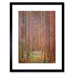 "Wee Blue Coo Klimt Tannenwald I Fir Forest Artwork 12x16"" Framed Wall Art Print in Brown - Size: W12"" x H16""" - thumbnail 1