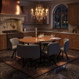 FENCHILIN Dining Table & 6 Chairs Space Saving Set MDF Metal Linen Dining Room - Size: 6 Person