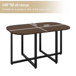 FENCHILIN Dining Table & 6 Chairs Space Saving Set MDF Metal Linen Dining Room - Size: 6 Person - thumbnail 5