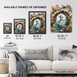 "Artery8 Wall Art Print Alice In Wonderland Watercolour Through The Looking Glass Whimsical Magical Adventure Painting Poster - Size: W24"" x H32""" - thumbnail 3