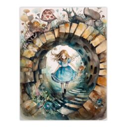 "Artery8 Wall Art Print Alice In Wonderland Watercolour Through The Looking Glass Whimsical Magical Adventure Painting Poster - Size: W24"" x H32""" - thumbnail 1