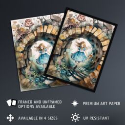"Artery8 Wall Art Print Alice In Wonderland Watercolour Through The Looking Glass Whimsical Magical Adventure Painting Poster - Size: W24"" x H32""" - thumbnail 2