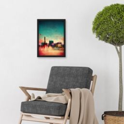 Artery8 Modern Las Vegas Skyline Colourful Acrylic Cityscape Artwork Framed Wall Art Print A4 in Black - thumbnail 2